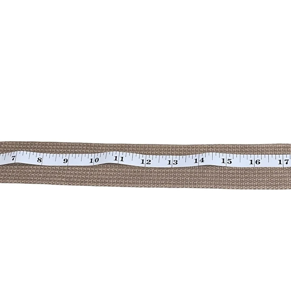 Unisex Army Y2K Woven 45.5” Solid Tan D-Ring Casual Safari Belt Frayed End Large